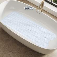 1pc Bath Mat - Lux Decor Non-Slip Durable PVC Tub Mat With Suction Cups And Drainage Holes - 40x16 Inches- For Shower And Bathtub Comfort, Roll-Up Storage, Home Decor, Back To School, Graduation Gifts-, Spring Cleaning Upgrade, Valentine's Day Spa Feel, Safety First, Quick Dry Surface, Mold Resistant, Easy Clean, Comfortable Standing, Shower Essential, Bathtub Safety, Bathroom Upgrade, Daily Use Mat, Home Basic, Family Use, Everyday Living - 白色 - 查看 2