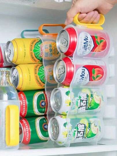 1pc Multi Functional Refrigerator Can Rack&Beverage Storage Box - Made Of Thick Plastic Material, Space Saving Vertical Can Storage Design, Suitable For Soda, Beer, Cola Cans - Compatible With Refrigerator Shelves
