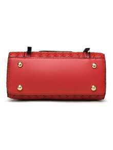 Retro Minimalist Printed Crossbody Bag With Adjustable PU Strap, Flap Closure, New Year - Bronze - View 8