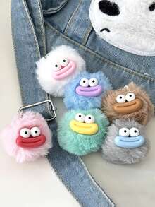 Funny Cute Sausage Mouth Plush Ball Keychain, Novelty Couple Keychain, Backpack Decor, Dorm Gift, Plush Ball Pendant Keychain, Car Keychain, Bag Earphone Pendant Decor Keychain Accessories, Couple Keychain, Birthday Gift, Anniversary Gift - Multicolor - View 1