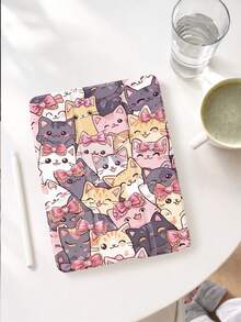 1个可爱猫咪蝴蝶结图案平板电脑保护套，兼容苹果iPad 10.2英寸、iPad Pro 11英寸（2021/2020/第十代）、iPad 10.2英寸（A16）、iPad 11英寸（第十一代，2025）、Galaxy Tab A8 10.5英寸（2022）、Matepad 10.4英寸/Tab，带笔槽，防摔，三折支架，自动休眠/唤醒，浪漫情人节礼物 - 彩色 - 查看 2