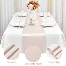 8 Pack Cream Table Runner 12 X 72 Inch Satin Table Runner For Rectangle Round TablesCream Table Runners For Wedding Birthday Banquets Engagements Party Decoration - Cream - View 4