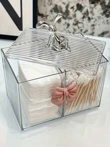 Large Capacity Makeup Storage Box With Lid, Dust-Proof, Waterproof, Moistureproof, Ideal For Storing Makeup Remover Pads, Small Items, Accessories, Suitable For Bathroom, Bedroom, Living Room, Office, Restroom And Various Scenarios - One Size Fits All - View 8