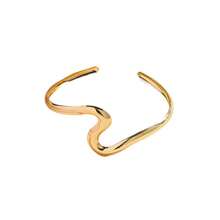 Pulsera Abierta de Onda Geométrica al por Mayor Transfronterizo Europeo y Americano, Aleación, Superficie Lisa, Estilo de Personalidad, Anillo de Brazo de Moda Irregular - Dorado - Ver 5