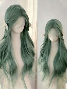 24-Inch Long, Synthetic Heat-Resistant Wig, Wavy Green Wig, Made Of Fiber, Suitable For Daily Use At Halloween Parties - Multicolor - View 9