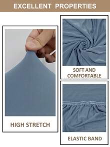 1/4/6pcs Solid Color Chair Covers, Modern Removable Elastic Polyester Fiber Chair Covers, Suitable For Living Room, Dining Room, Bedroom Home Use, All Seasons - Gray Blue - View 5