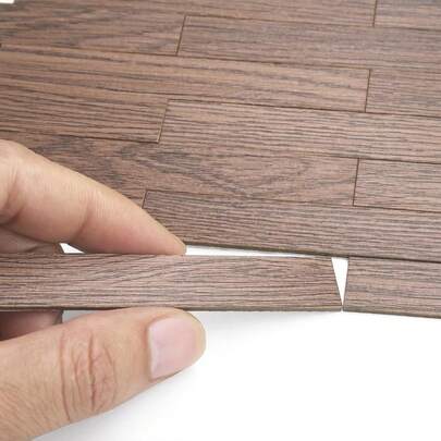 Odoria Casa de Muñecas Suelo Parquet: Escala 1/12 Miniatura Azulejos Suelo Madera Diorama Obra Construcción Vintage Marrón Oscuro - Mini Baldosas Edificio Componentes Artesanía DIY Autoadhesivo