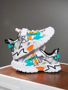 1 Pair Kids' Autumn/Spring Low-Top Chunky Sneakers, Colorblock Textured Athletic Shoes With Adjustable Hook And Loop, Easy On/Off, Thick Sole Non-Slip Chunky Sneakers For Daily Wear - Multicolor - View 5