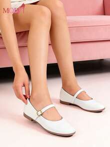 MODA Zapatos de mujer blancos con correa en el talón de estilo Mary Jane, de tacón bajo cómodo y puntera cuadrada, zapatos de tacón para graduación, tacones para baile de gala, ideales para verano, Navidad, otoño, Año Nuevo y San Valentín,Zapatos blancos puntiagudos tipo mocasín para mujer, zapatos planos casuales para oficina, zapatos multifuncionales para exteriores, zapatos Mary Jane de lujo, zapatos planos para primavera y verano - Blanco - Ver 18