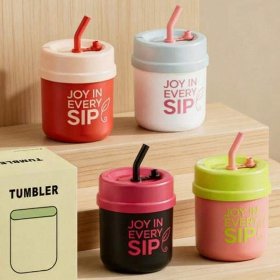 304 Stainless Steel Portable Cup, Coffee Cup, Water Cup, Cup, Milk Cup With Straw - Multicolor - View 1