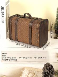 1个复古小木盒，便携式仿古风格手持收纳盒，珠宝首饰收纳盒，展示盒 - 彩色 - 查看 11