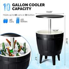 VINGLI 10 Gallon Patio Cooler Table, Portable Outdoor Party Bar With Pop-Up Lid &Amp; Hidden Insulated Ice Chest, All-Weather Resin Side Table For Deck, Pool, Garden - đen - Xem 3