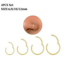 金鼻环 - 超细18号（6mm/8mm/10mm/12mm）鼻环 - 女士小巧18K镀金鼻部穿孔饰品 - 手工鼻环 - 可直接作为礼物赠送，适用于鼻孔、鼻中隔、耳软骨、耳廓、耳屏、耳廓、唇部、耳垂等部位的穿孔，316L不锈钢铰链式无缝耳环 - 彩色 - 查看 11