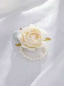 1/2 bó hoa cài áo và vòng tay hoa hồng & hoa baby's breath thanh lịch, thích hợp cho chú rể, cô dâu, phù rể, phù dâu, đám cưới, lễ đính hôn, tiệc chiêu đãi, kỷ niệm, tiệc tùng. - trắng - Xem 8