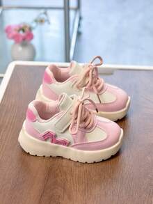 1双粉色春季新款儿童运动鞋，时尚男童休闲鞋，魔术贴学生女童跑步鞋 - 粉色 - 查看 4