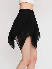 Black Tulle Skirt Adult Ballet Half Slip Rehearsal Skirt Dance Costume Latin Dance Mini Skirt - Black - View 4
