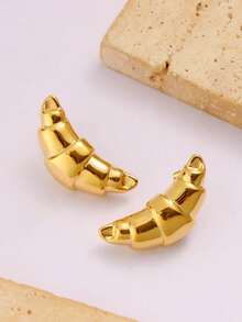 1 Pair Stainless Steel Waterproof & Fade-Resistant Large Crescent Moon Horn Shaped Earrings, Suitable For Women's Daily Wear - Moon Earrings - View 5