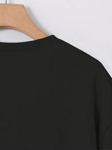 Dark Hard Core Wind! Back Thorn Pattern Full Printed Men's T-Shirt Loose Shoulder  Unique Street Hipster Exclusive Short Sleeve - Black - View 4