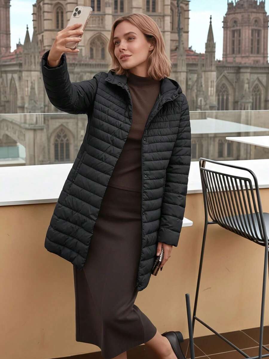 Risissida Women's Casual Hooded Down Jacket With Pockets, Lightweight For Daily Wear - Black - View 1