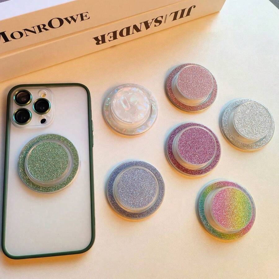 1pc Glitter Magnetic Transparent Air Cushion Telescopic Foldable Slouchy Phone Holder Stand - Multicolor - View 1