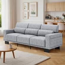 Asofer Sofa, 89 Inch Modern Sofa, 3-Seater Chenille Couch With Wide Armrests & Deep Cushions, For Living Room, Bedroom And Apartment - Xám - Xem 5