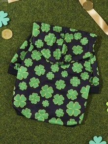 LUCKIE LABO Áo hoodie thời trang thường ngày in hình cỏ ba lá và đồng xu ngày lễ Thánh Patrick, thích hợp cho chó và mèo nhỏ mặc trong nhà/ngoài trời. - màu đen - Xem 14