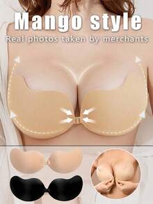 2/1pc Invisible Strapless Adhesive Bra: Sexy Silicone Breast Petals, Suitable For Camisole Dresses, Wedding Gowns. Enhances Cleavage And Provides Fuller Bust Appearance. Invisible Mango Cup Bra Inserts - Multicolor - View 1