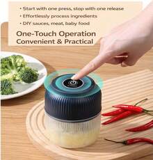 Electric Garlic Chopper, 2026 Upgrade Mini Portable Veggie Cutter, USB Charging Wireless Electric Food Chopper, One-Touch, 4 Sharp Stainless Steel Blades For Meat Fruits Vegetables - 黑色 - 查看 4