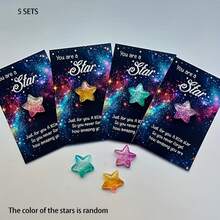 1/3/5 Sets Inspirational Gift Set With Stars Inspirational Cards - "You Are A Star Continues To Shine" , Lucky Card Inspirational Inspirational Gift, Lucky Charm Souvenir Family And Friends Gift, Perfect Gift For The Holiday - Multicolor - View 10