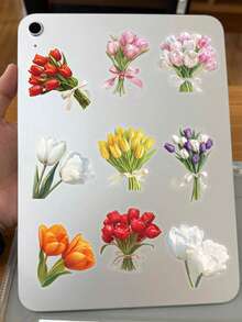 50/150张郁金香贴纸，适用于厕所、浴室、日记、剪贴簿、相册、工艺装饰等，文具用品，趣味贴纸，Kindle适用 - 花 - 查看 3