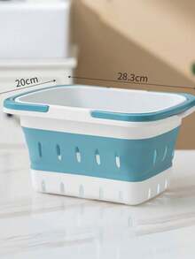 Foldable Dirty Clothes Basket, Household Laundry Storage Basket, Bathroom Dirty Clothes Basket, Plastic Blue Laundry Basket - Multicolor - View 4