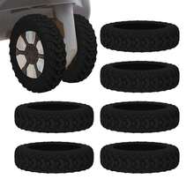 8pcs Cubiertas de Ruedas de Equipaje de Goma Duraderas - Protectores Silenciosos para Reparación de Neumáticos para Ruedas de Maletas, Colores Surtidos (Azul, Naranja, Púrpura, Amarillo, Negro), Cubiertas de Ruedas Silenciosas| Cubierta de Superficie Texturizada| Fundas de caucho sintético - Azul - Ver 2