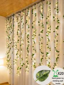 100/50/20 LED Guirlande lumineuse solaire à lierre vert avec crochets d'escalade, lumières de lierre pour chambre, guirlandes de fées, 8 modes d'éclairage pour différentes expériences de rêve, souples et pliables dans n'importe quelle forme. Convient pour la décoration intérieure, la clôture d'intimité, le mur, le patio, le jardin, la décoration de balcon, la décoration murale de chambre, la rénovation de chambre d'étudiant - Pothos solaire + crochet - Voir 11