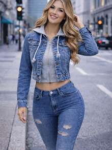 Women Denim Jackets & Coats - Light Wash - View 2
