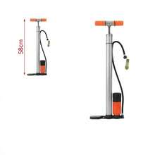 Pompe de sol pour vélo haute pression 58 cm avec manomètre, gonfleur d'air en fer robuste pour vélos de route et de montagne, pompe à main portable avec buses multi-valves pour ballons et pneus (argent) - Argent - Voir 7