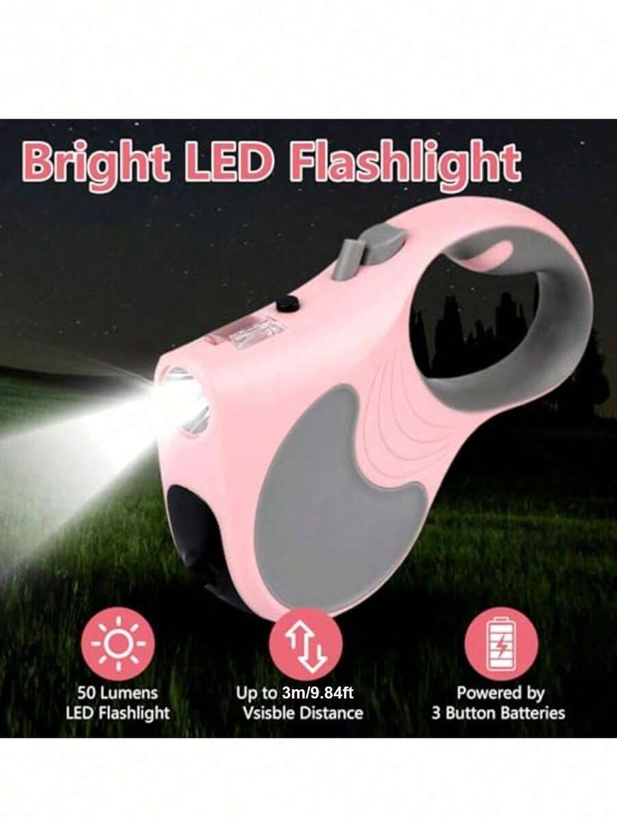 5米/16英尺可伸缩狗绳，带LED灯，适用于体重不超过77磅的狗狗，360°防缠绕尼龙带，防滑手柄 - 彩色 - 查看 1