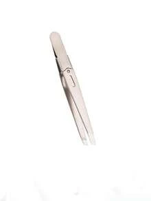 高精度超薄扁头黑头眉毛睫毛夹，不锈钢眉毛睫毛镊子，修眉美容工具 - 純色 - 查看 6