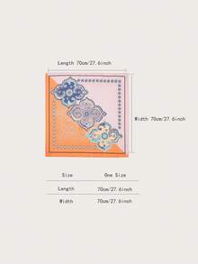 1条简约印花70厘米方形围巾，新款春季女士头巾，多功能腰带、头巾、发带、头巾、时尚领巾 - 彩色 - 查看 2