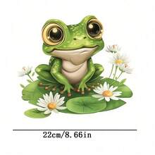 1pc/2pcs/3pcs Durable Long-Lasting Heat Transfer Stickers Of Frog On Lotus Leaf, For DIY T-Shirts, Sweatshirts, Jeans, Hoodies, Backpacks, Jackets, Handbags, Pillows - L - View 3