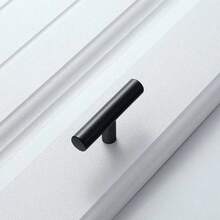 Ensemble de 20 poignées de porte de placard/tiroir de cuisine en acier inoxydable noir en forme de T, vis incluses - A - Voir 3