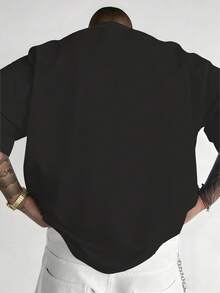 男士大码休闲圆领T恤，涤纶针织面料，舒适透气，时尚休闲系列“狮子王”图案印花，街头风设计，独特休闲上衣 - 彩色 - 查看 2