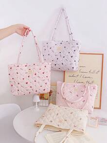 1 chiếc túi tote in hình trái tim, dung tích lớn, thời trang, thích hợp cho du lịch, đựng mỹ phẩm, văn phòng phẩm, đồ điện tử, đồ trang trí nhà cửa, món quà tuyệt vời cho mẹ, y tá, sinh viên. - Nhiều màu - Xem 1