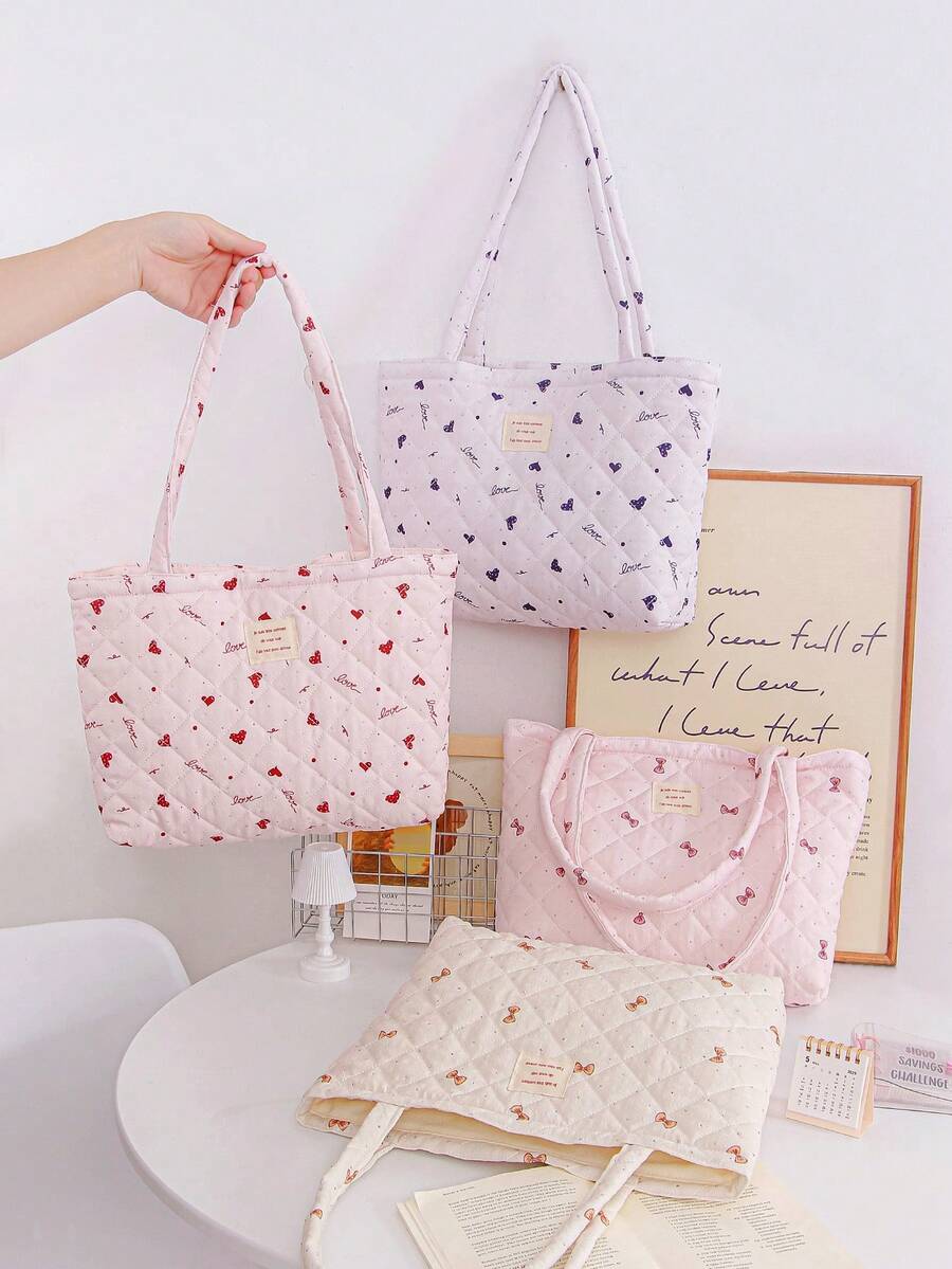 1 chiếc túi tote in hình trái tim, dung tích lớn, thời trang, thích hợp cho du lịch, đựng mỹ phẩm, văn phòng phẩm, đồ điện tử, đồ trang trí nhà cửa, món quà tuyệt vời cho mẹ, y tá, sinh viên. - Nhiều màu - Xem 1