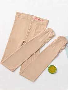 1pc Girls' Skin-Tone Pantyhose, Fashionable Lightweight Breathable Snag-Resistant Stockings, Skin-Friendly Soft Comfortable Casual Versatile Dancewear, Suitable For Daily Wear, Holidays, Stage Performance, Campus, Party, Travel - Apricot - View 1