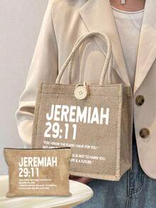 Petit sac à main pour femme avec lettrage Jeremiah. Sac à bandoulière élégant, organisateur de cosmétiques, sac de toilette léger et pliable, sac de courses multifonctionnel, parfait pour ranger les fournitures de bureau, les essentiels de voyage et les articles du quotidien. Convient pour les vacances, les trajets, les courses, les fêtes. Cadeau d'anniversaire, cadeau de Ramadan, accessoire de mariage, cadeau de Pâques, cadeau pour demoiselle d'honneur - Multicolore - Voir 2