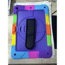 儿童平板电脑保护套（1个），兼容iPad第9/8/7代（兼容iPad 10.2英寸坚固型保护套 2021/2020/2019），带旋转支架/笔槽 - 黑色+绿色 - 多彩紫 - 查看 12