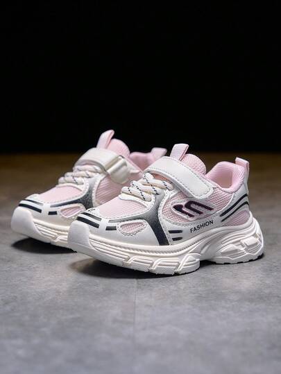 1 Pair Cute Baby Fashion Running Shoes, Lace-Up Design Easy To Wear, Suitable For Indoor And Outdoor, Colorful Patchwork Sneakers