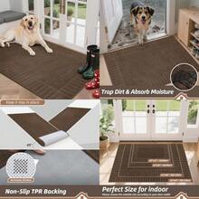 Large Door Mat Indoor Super Absorbent Dirt Trapper Front Doormats Washable TPR Non-Slip Entrance Inside Floor Mats Rug For Entryway Pets And Dogs 32"X48" Brown - Brown+36"x60" - View 8