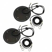 3pcs DIY Handmade Woven Bag Kit, Bucket Bag PU Material Accessories Pack Including Bottom Board, Drawstring, Shoulder Strap - 3 Pieces Set, With Round Base, Drawstring And Shoulder Strap, Faux Leather Material - Multicolor - View 10