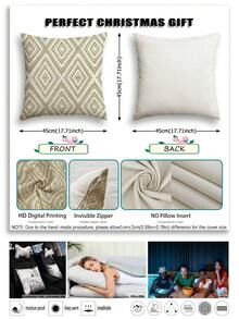 2 件装装饰枕套，波西米亚几何图案抱枕套，100% 低过敏性聚酯纤维，复古亚麻材质，隐形拉链，可机洗，简约时尚线条设计，家居装饰抱枕套，适用于沙发、客厅、卧室，不含枕芯 - 卡其色 - 查看 4